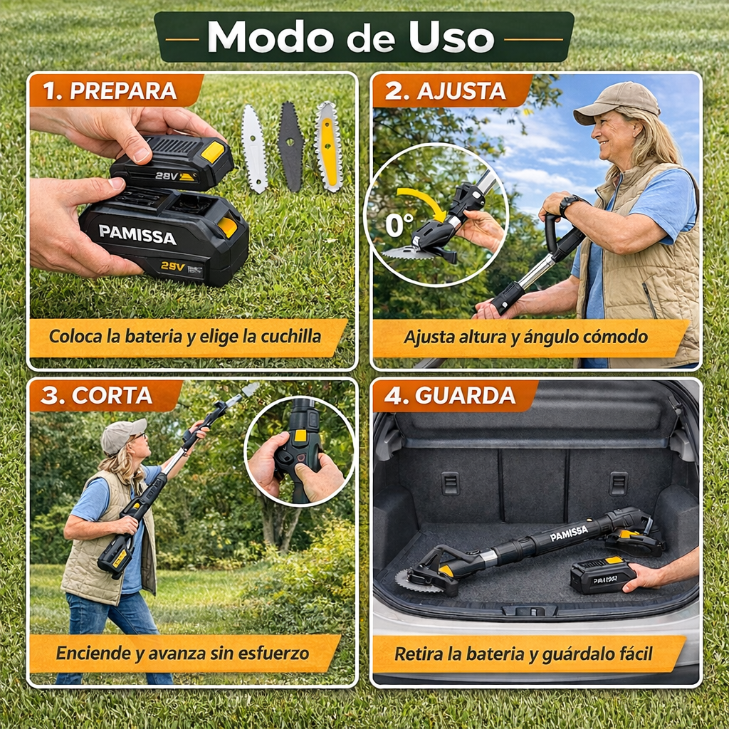 CORTADORA DE CÉSPED INALÁMBRICA – RECORTA PASTO, BORDES Y MALEZA FÁCILMENTE