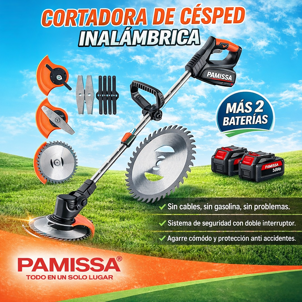 CORTADORA DE CÉSPED INALÁMBRICA – RECORTA PASTO, BORDES Y MALEZA FÁCILMENTE