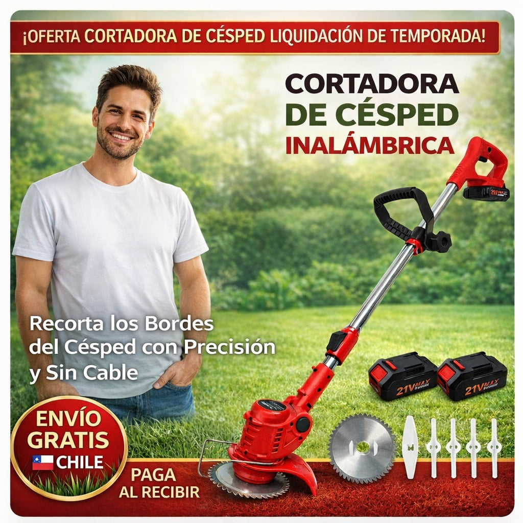 CORTADORA DE CÉSPED INALÁMBRICA – RECORTA PASTO, BORDES Y MALEZA FÁCILMENTE