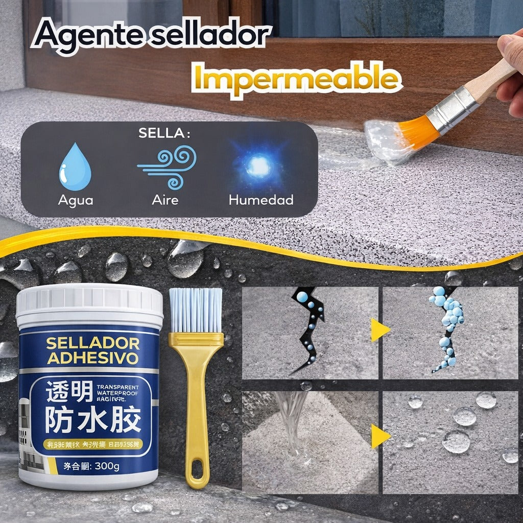 Pack 3x1 Sellador Impermeable Transparente – Elimina Goteras y Humedad
